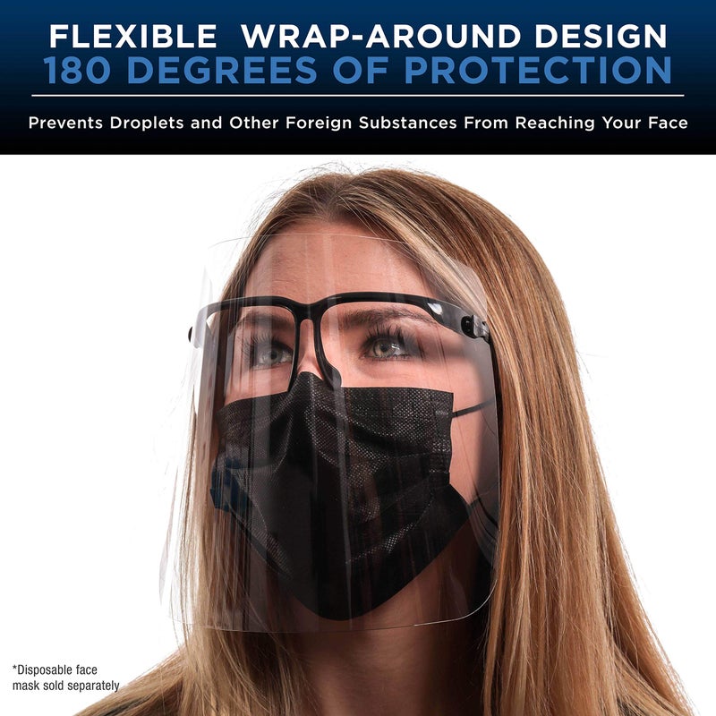 TCP Global Salon World Safety Face Shields with Black Glasses Frames (Pack of 25) - Ultra Clear Protective Full Face Shields to Protect Eyes  Nose  Mouth - Anti-Fog PET Plastic  Goggles - Image 3